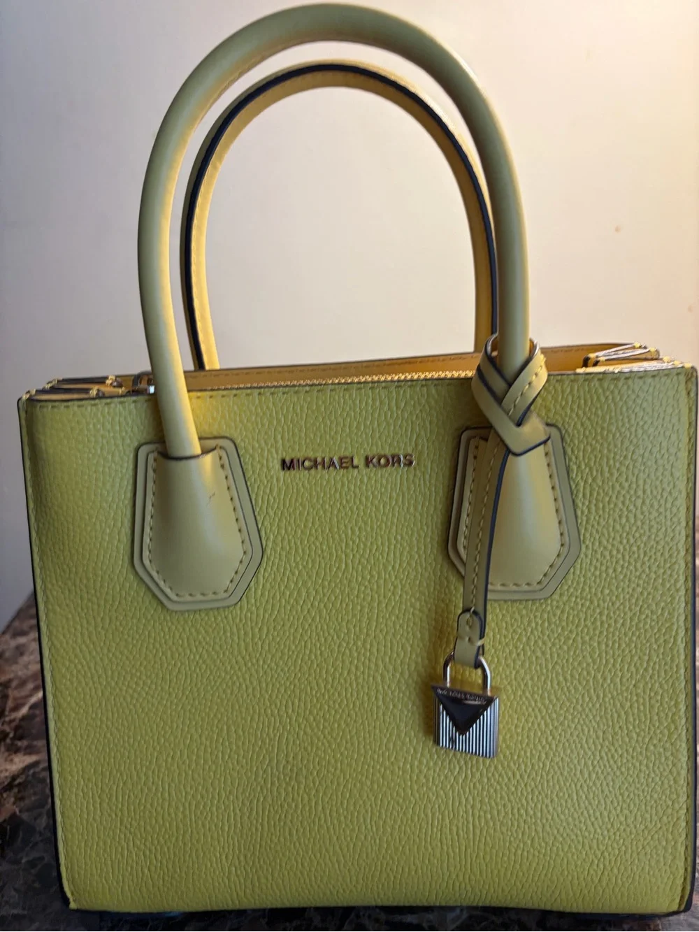 Michael Kors Yellow Leather Satchel with Gold Hardware